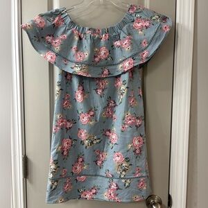 Floral Strapless Dress - Blue and Pink (see notes for size)